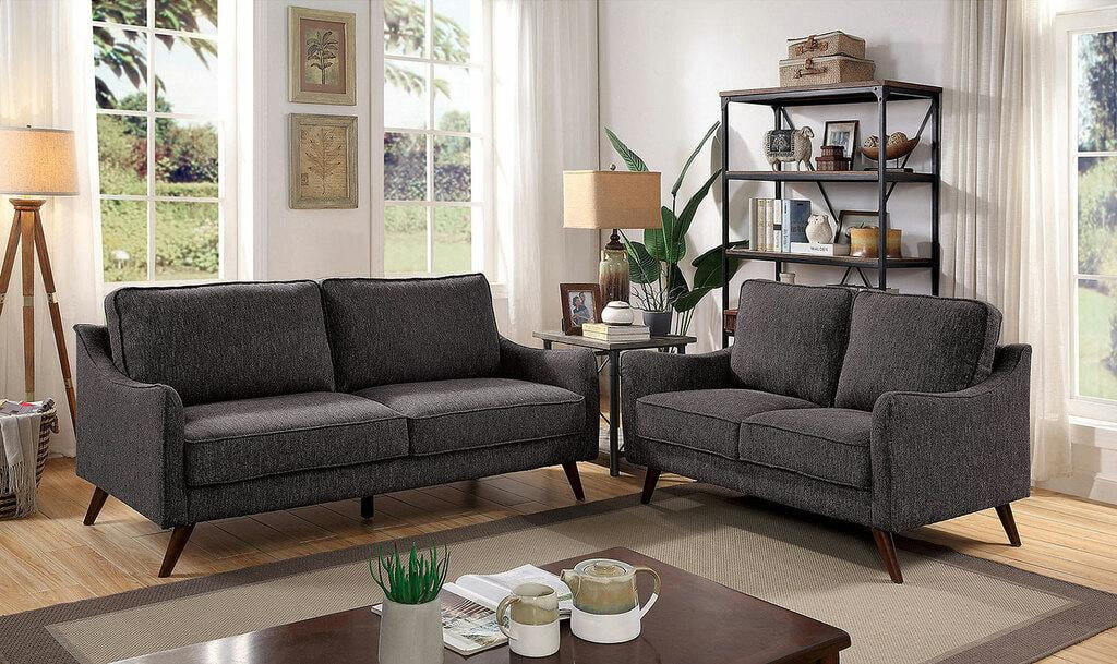 Gray Fabric Sofa and Loveseat G30964