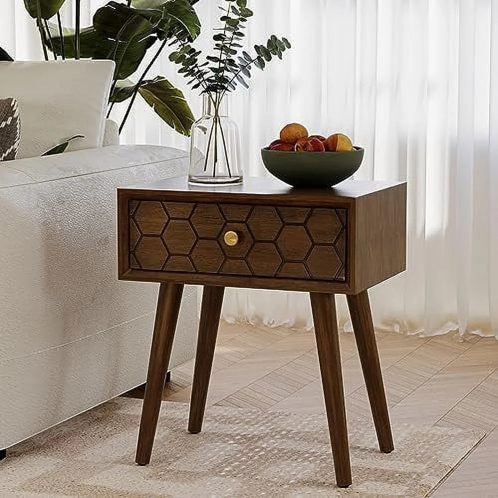 Rose Wood Brown End Table with Drawer S410011