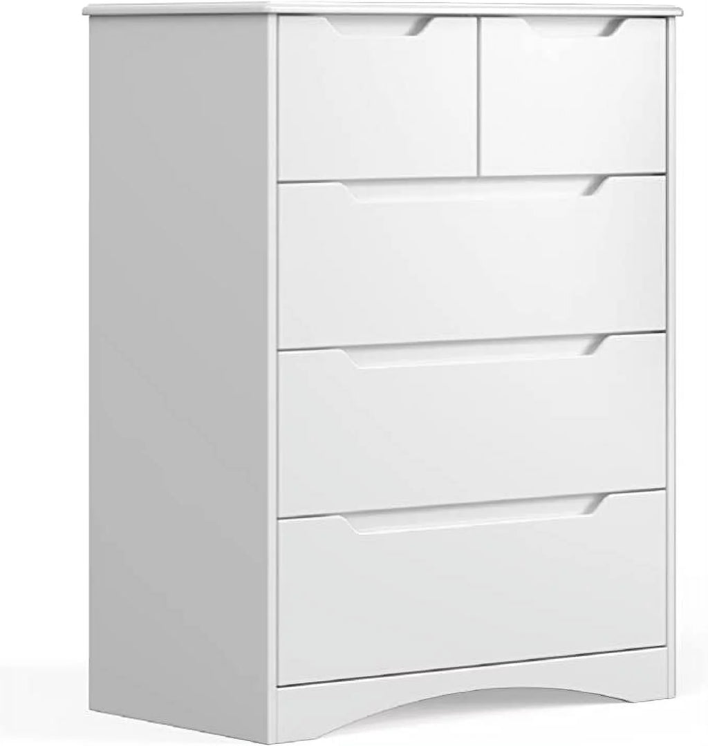 White 5 Drawer Wood Dresser S480