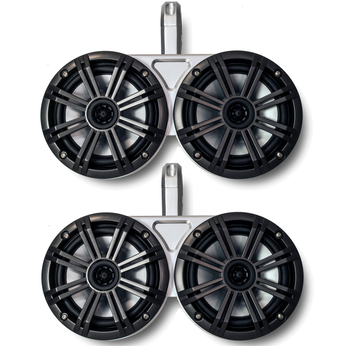 White Dual Wake Tower System with Charcoal 6.5" Marine RGB LED Speakers X3916