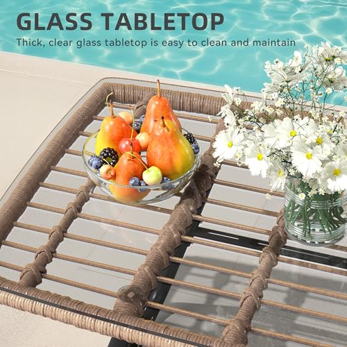 4 Piece Wicker Patio Conversation Set with Cushion & Coffee Table S9879