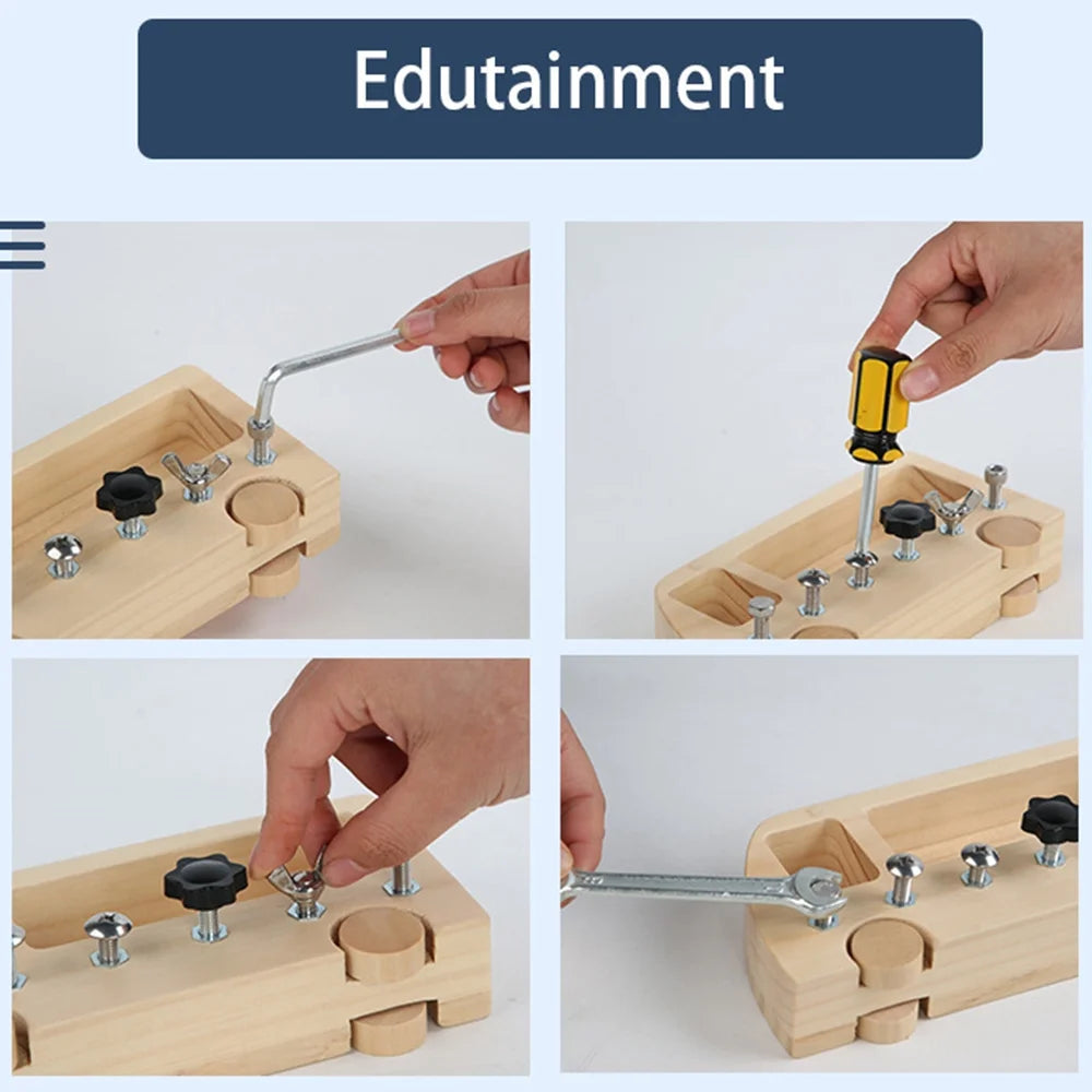 Montessori Screw Driver Board Wooden Busy Bus Sensory Toy N76753