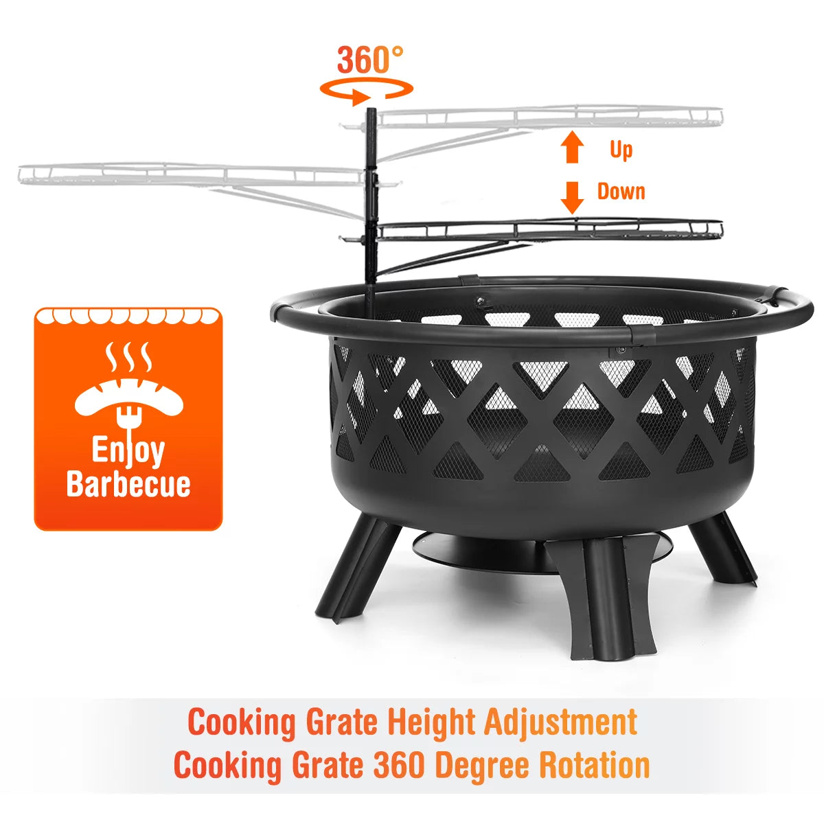30 inch Wood Burning Fire Pit with Grate X789288