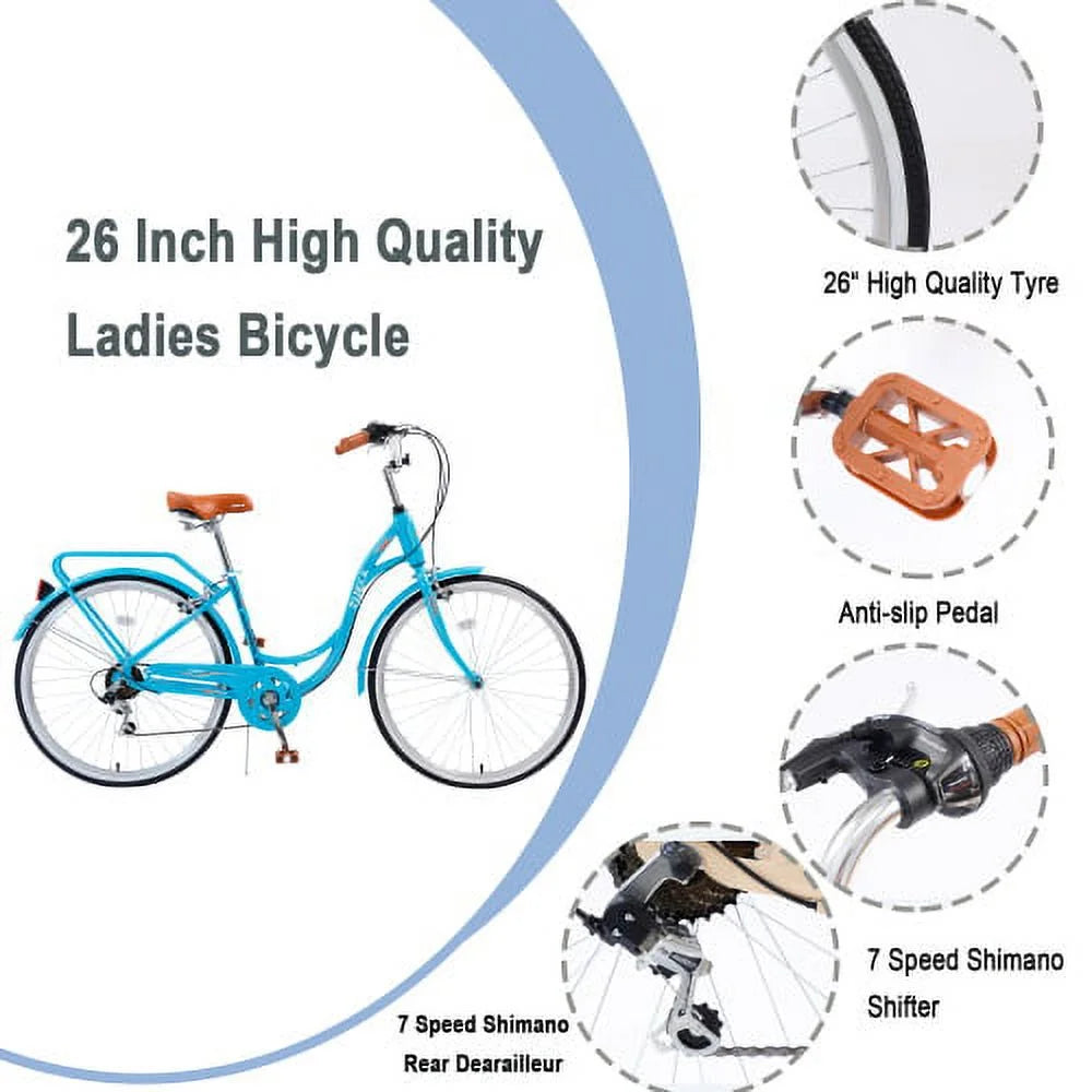 26 inch 7 Speed Steel Frame Bicycle Q75892