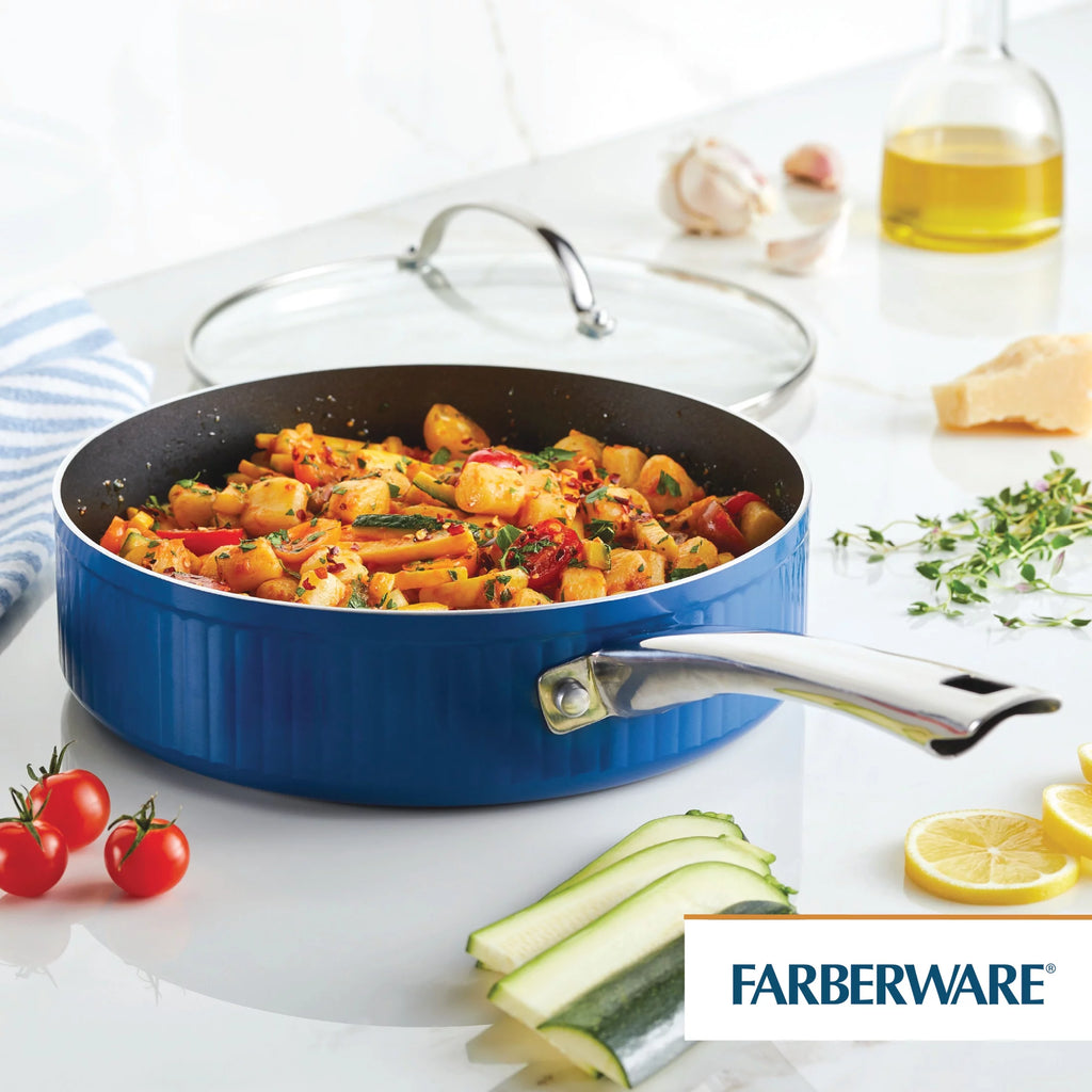 Blue 3 Qt Nonstick Cookware Saute Pan with Lid Q2521