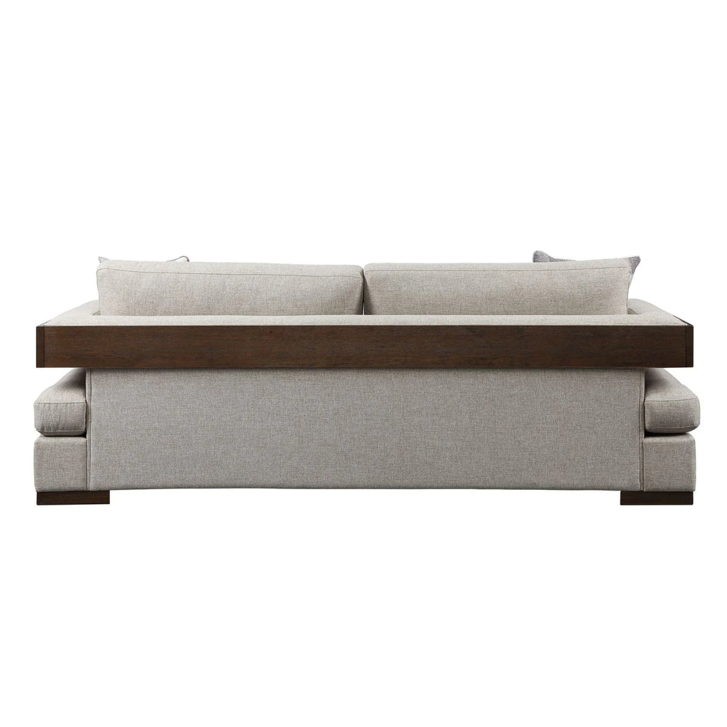 Fabric & Walnut Sofa with 4 Pillows J42552