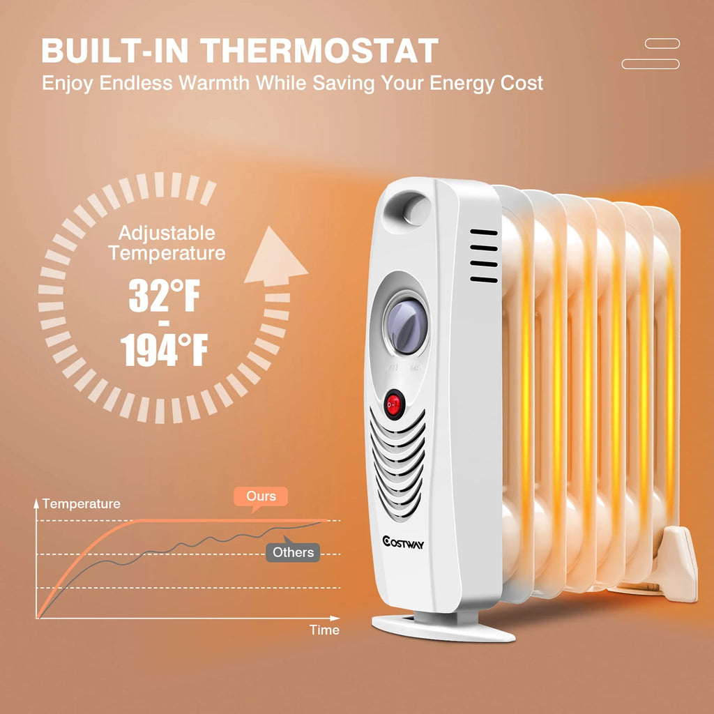 Portable Mini Electric Oil Filled Radiator Heater 7-Fin A2440