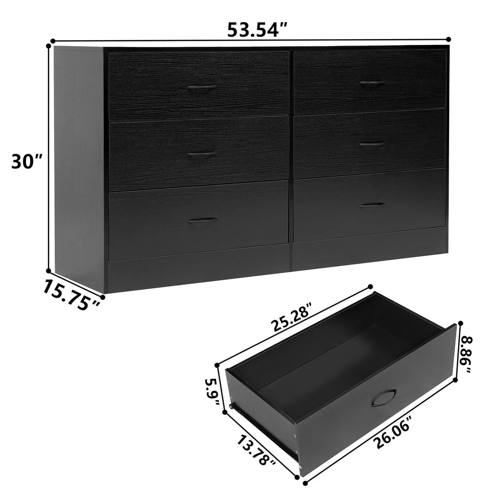 Black 6 Drawer Dresser F43906