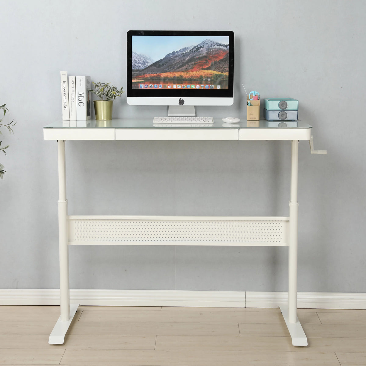 Adjustable Height Standing Desk with Metal Drawer A469060