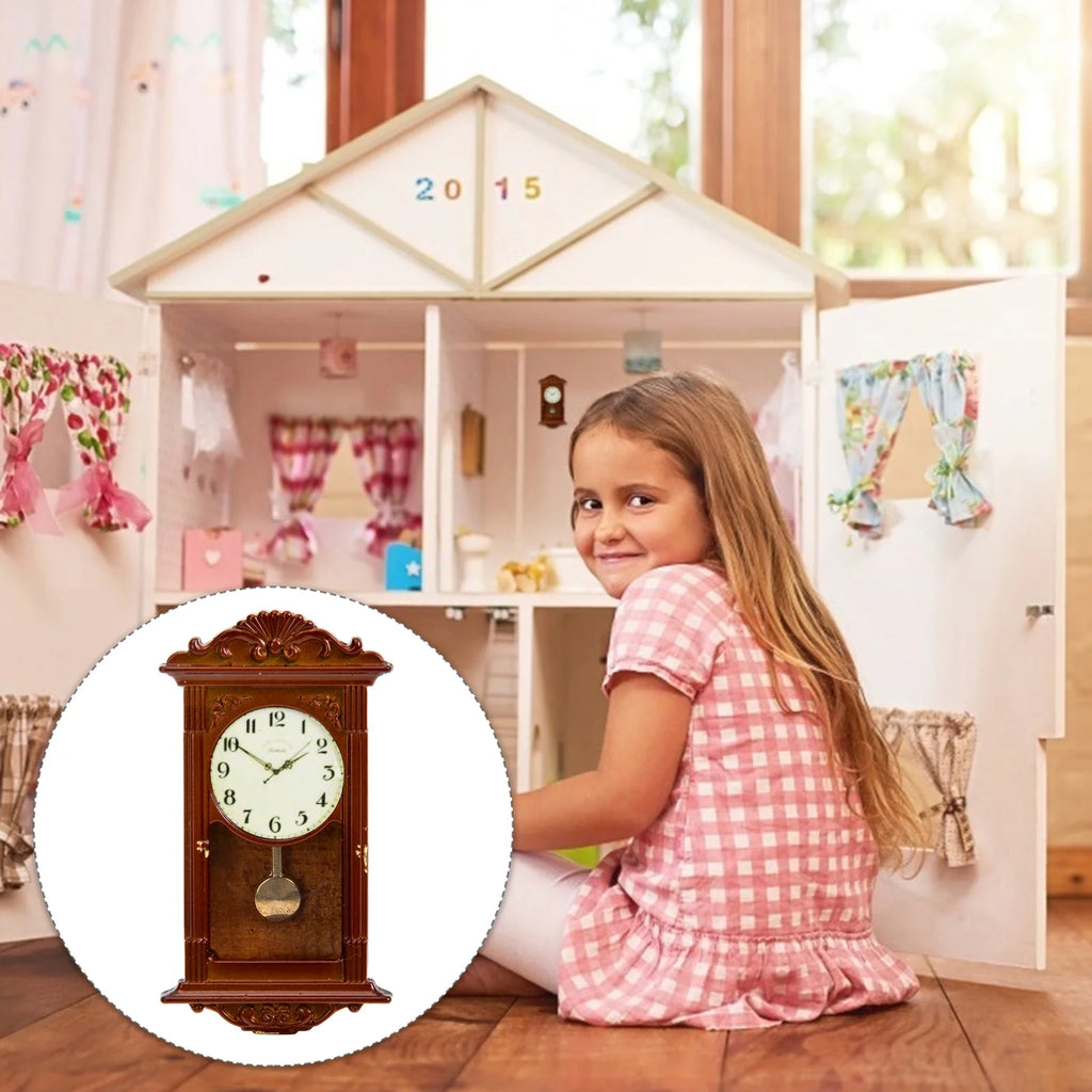 Metal Dollhouse Hanging Clock Toy Doll Furniture R799