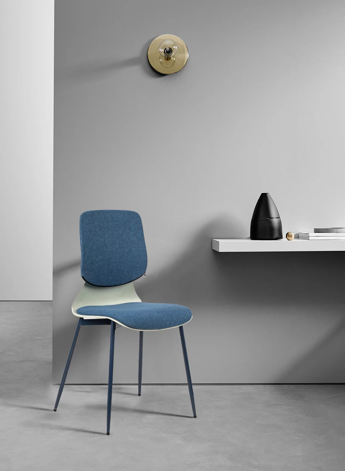 Blue Upholstered Dining Chair with Iron Legs Set of 2 T745758