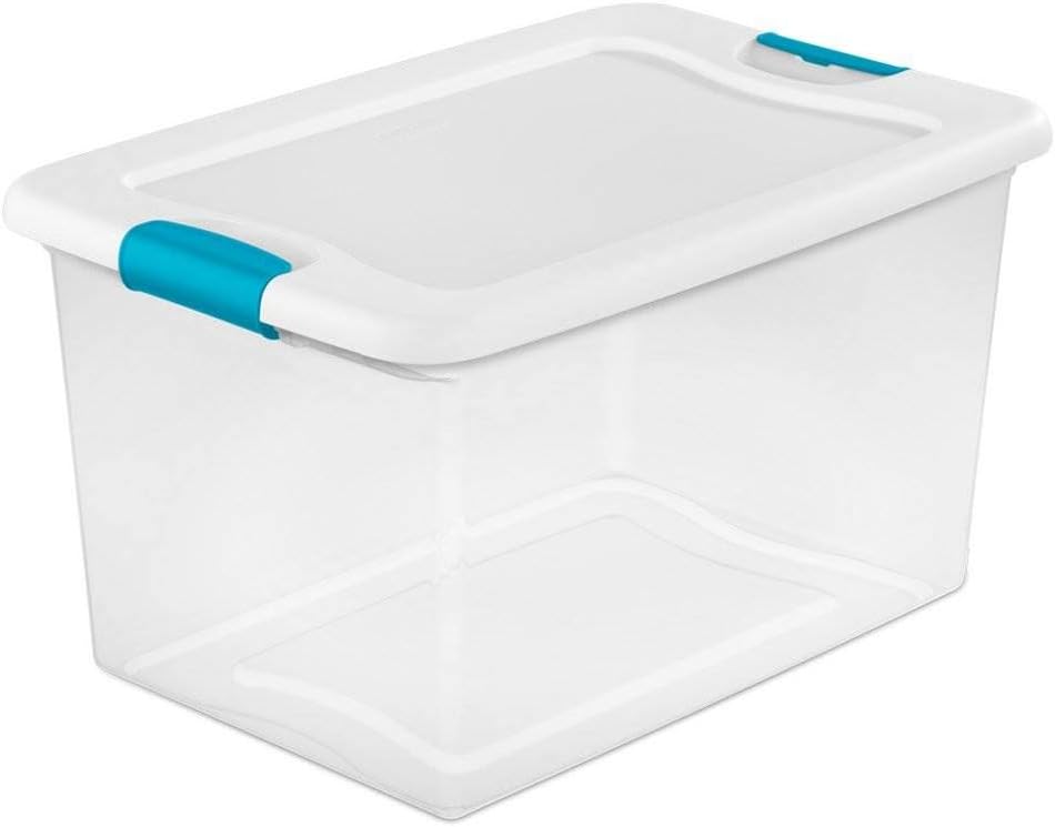 6-Quart Clear and Blue Stackable Latching Storage Box Container (12-Pack) Pack of 2 W711221