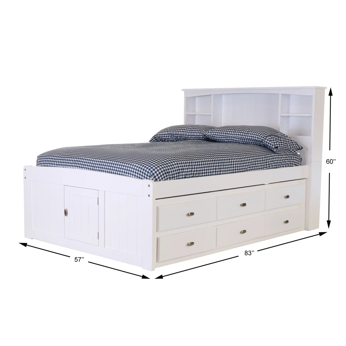 Solid Pine Bookcase Bed in Casual White Q384635