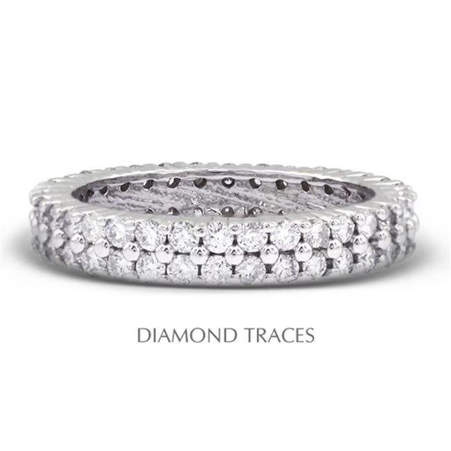 Platinum 950 Prong Setting Two Row Band Eternity Ring O81256