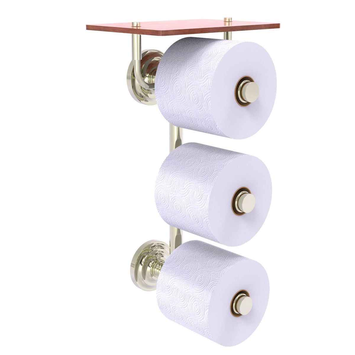 Polished Nickel Wall Mount Toilet Paper Holder with Wood Shelf O47513