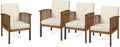 Brown Patina and Dark Teal Acacia Wood Club Chairs (Set of 4) P3479