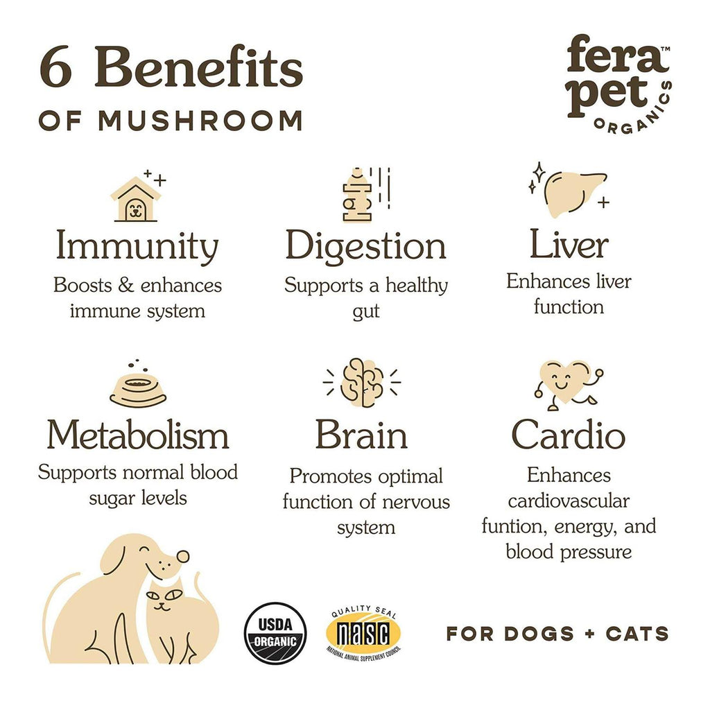 USDA Organic Mushrooms Immune Support for Dogs & Cats M6156