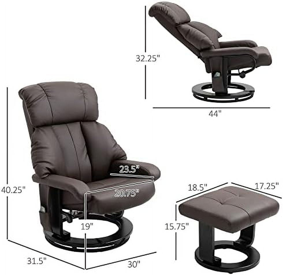 Black Faux Leather Recliner Chair with Ottoman Footrest L718