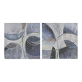 Blue Abstract Printed Canvas 2 Piece Set D699341