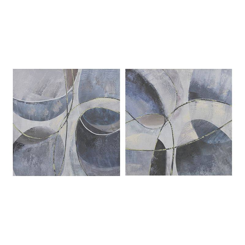 Blue Abstract Printed Canvas 2 Piece Set D699341