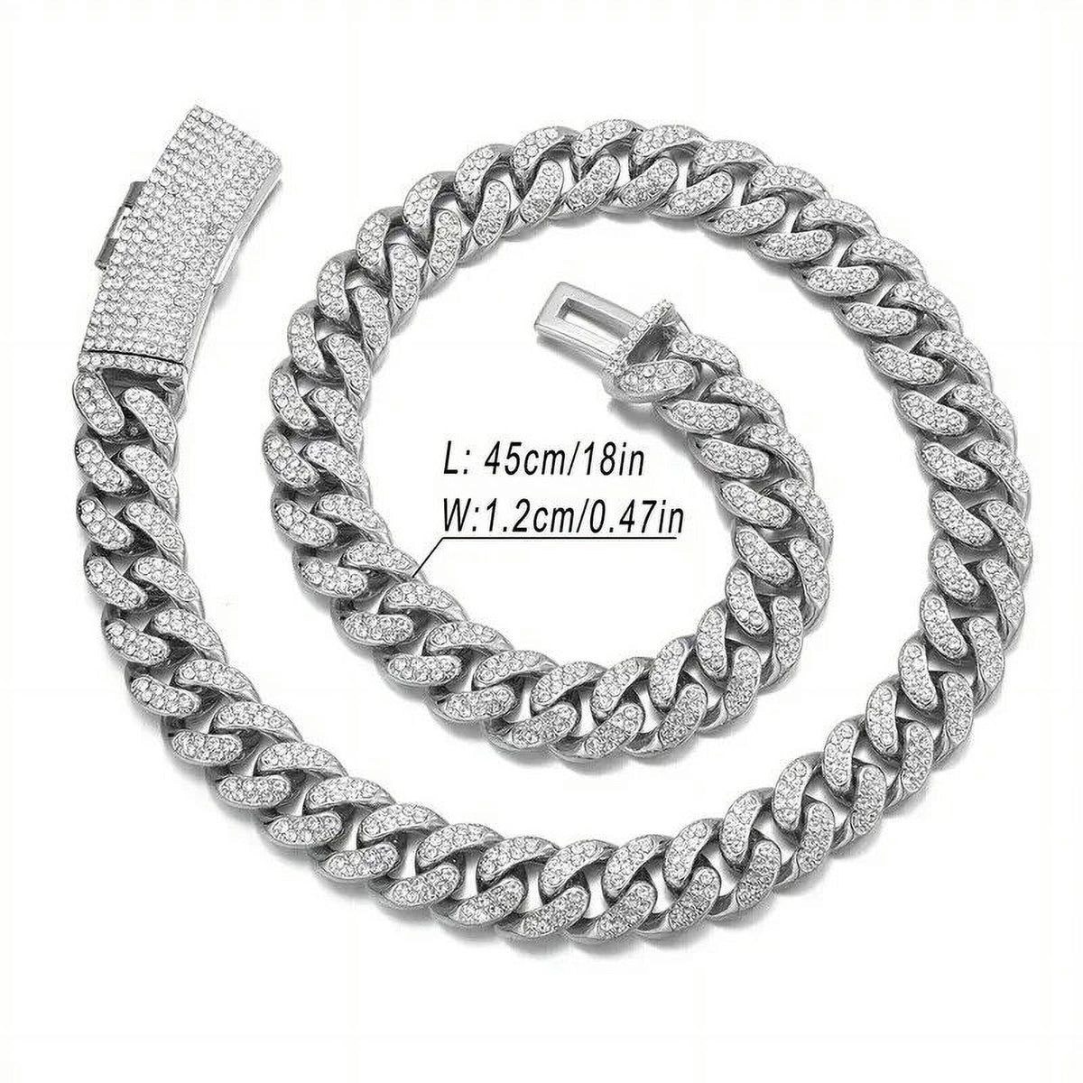 Silver Plated 18" Cuban Choker Chain Necklace T4076