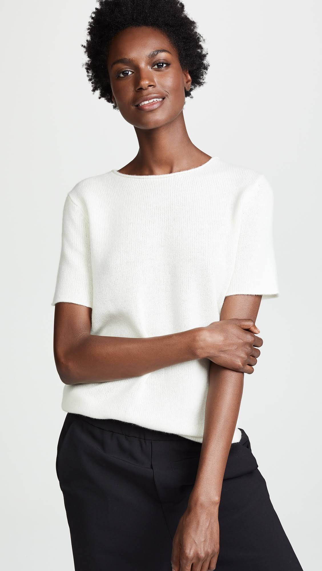 White Cashmere Knit Top K3809