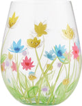 Hand-Painted Stemless Wine Glass, 20 Ounce, Multicolor B220