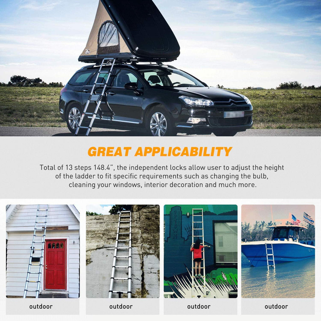 12.5ft Aluminum Telescoping Ladder 330 lb B5275