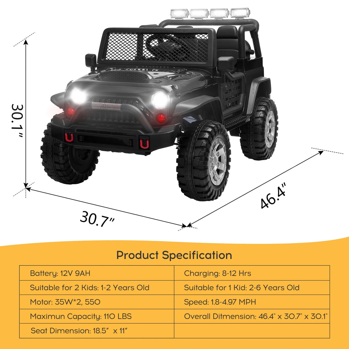 2 Seater Kids Ride on Truck with Remote Control J911