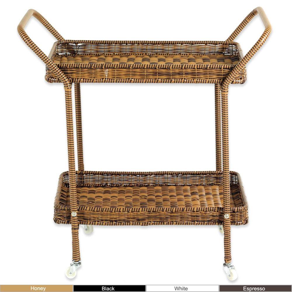 White Wicker Patio Serving Cart V2384