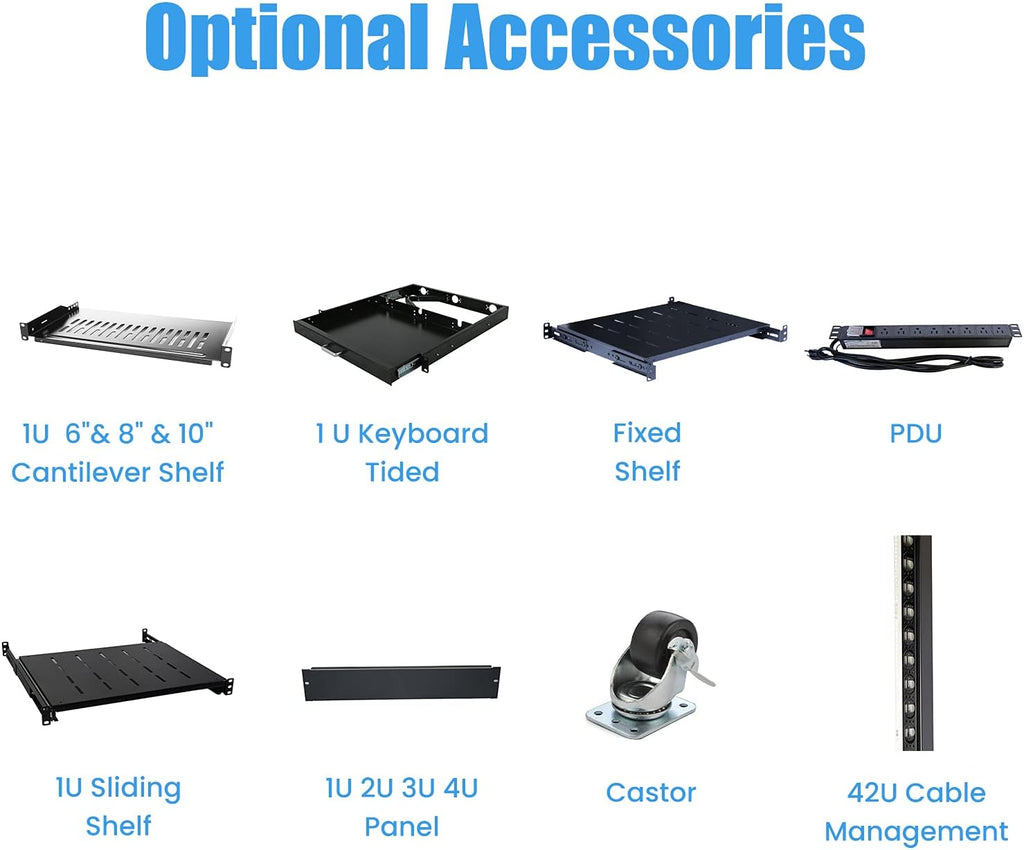 22U 4 Post Open Rack Frame Rack Enclosure 19 Inch Adjustable Depth Aluminum J28018