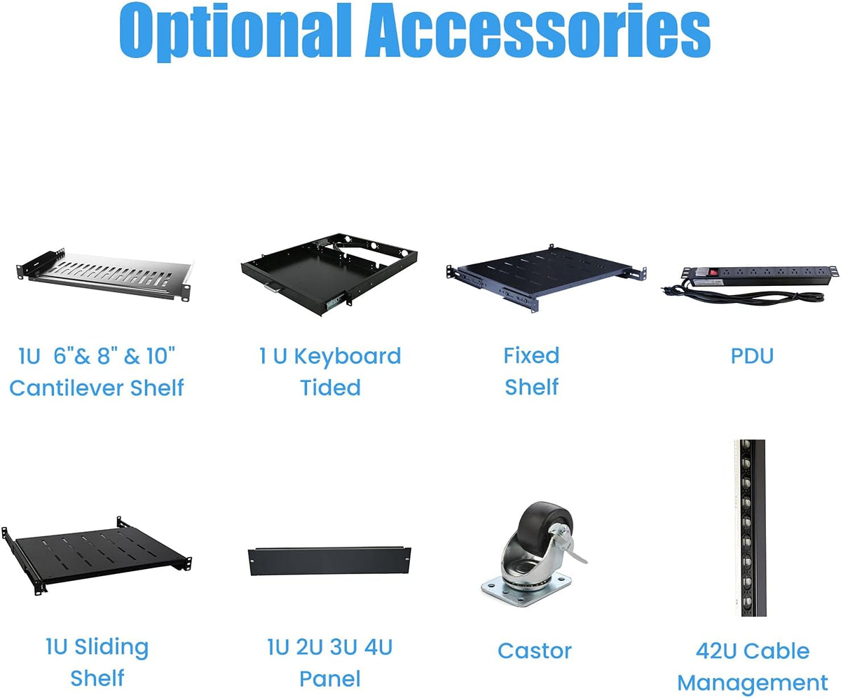 22U 4 Post Open Rack Frame Rack Enclosure 19 Inch Adjustable Depth Aluminum J28018