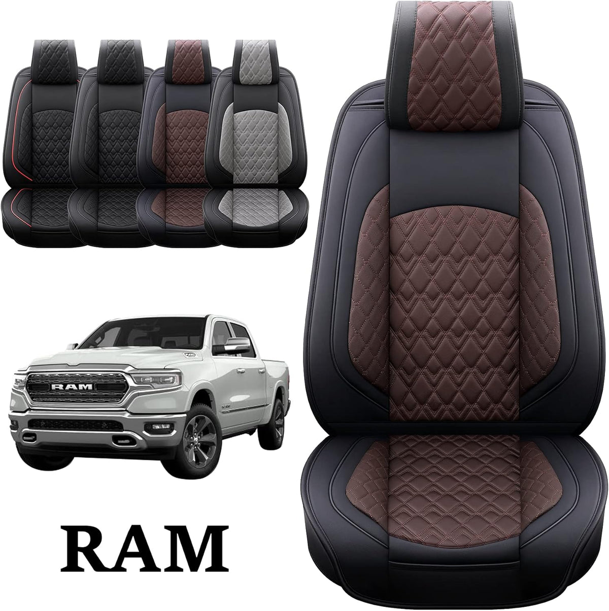 2 Pcs Front Waterproof Synthetic Leather Car Seat Covers P9478