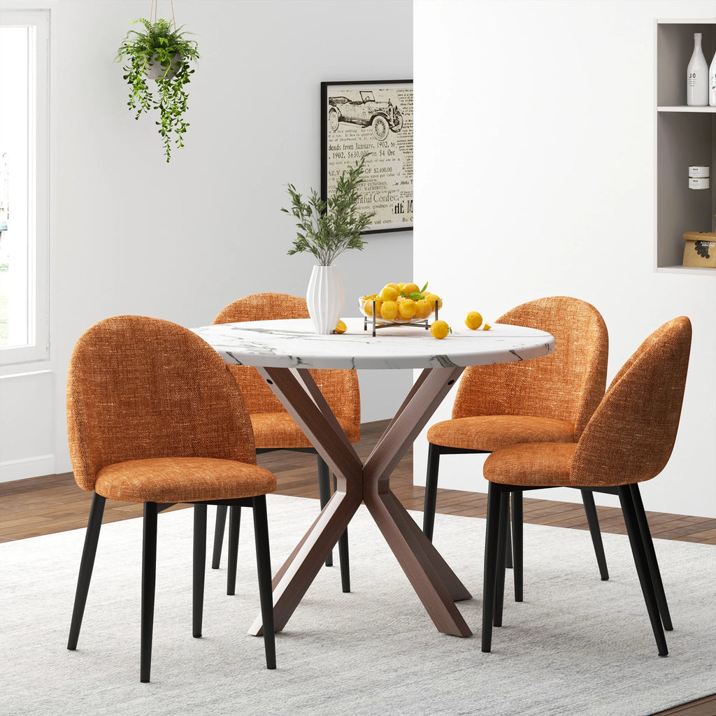 39.4" Round Wood Dining Table with Steel Legs Y4373