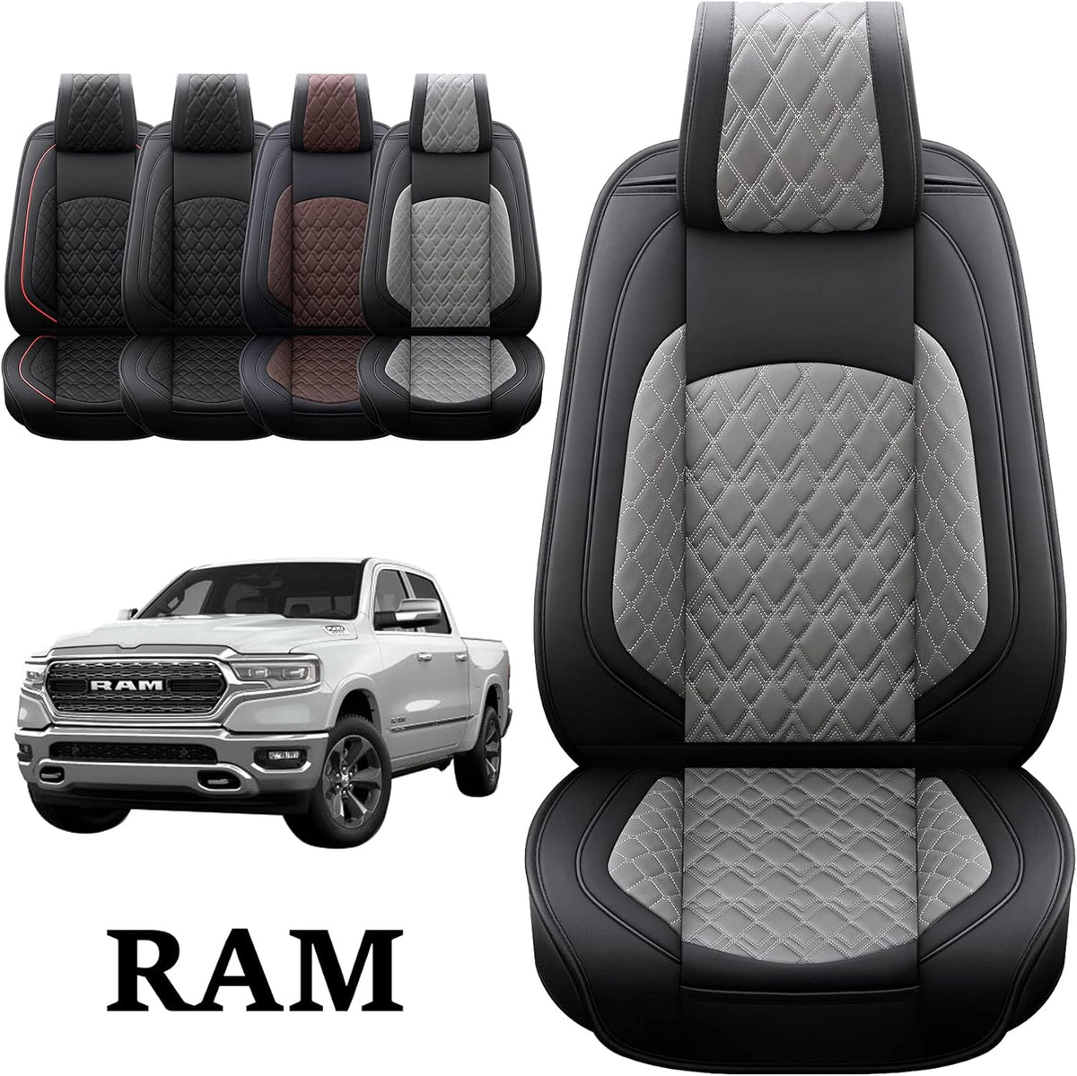 2 Pcs Front Waterproof Synthetic Leather Car Seat Covers P9478