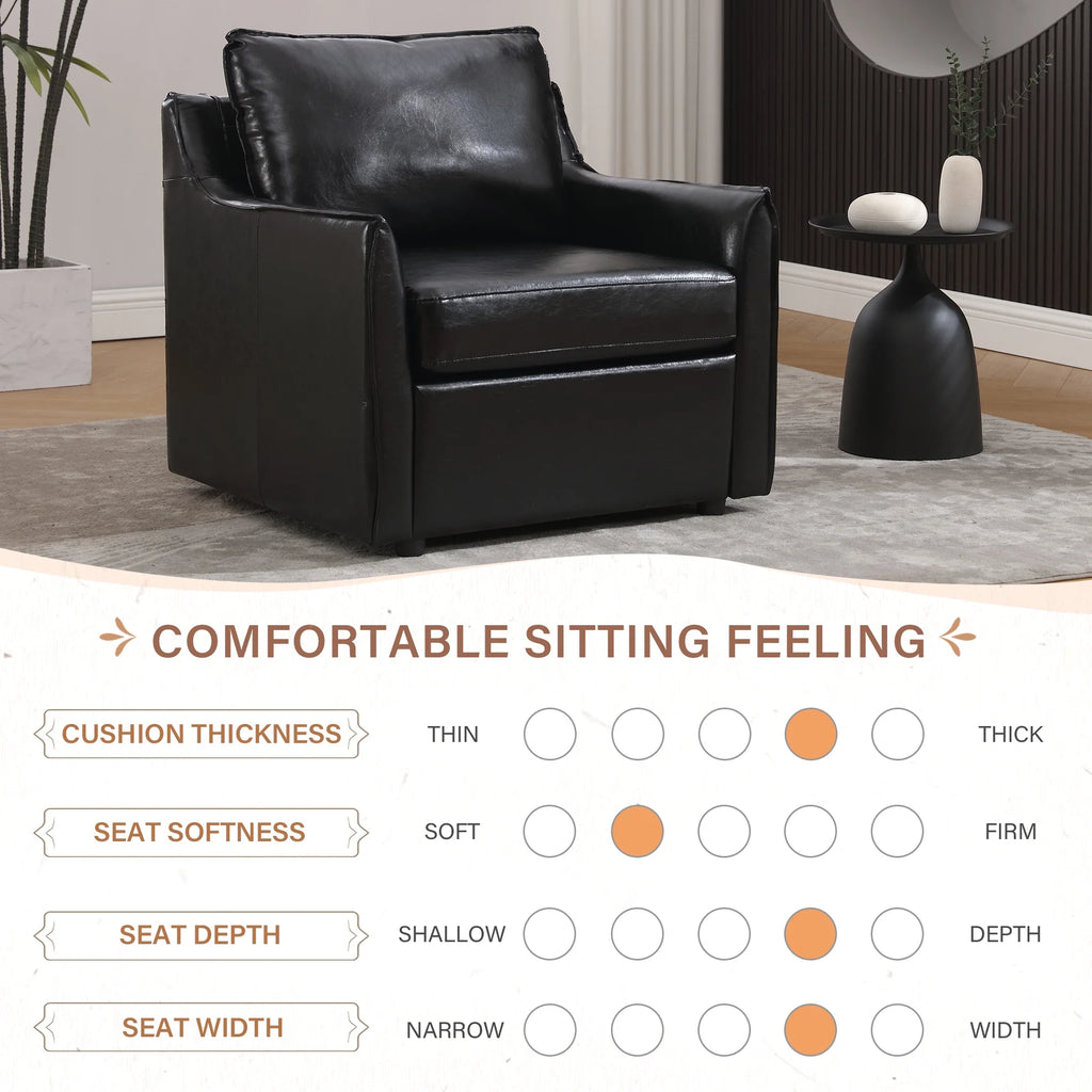 Black Faux Leather Accent Chair I618362