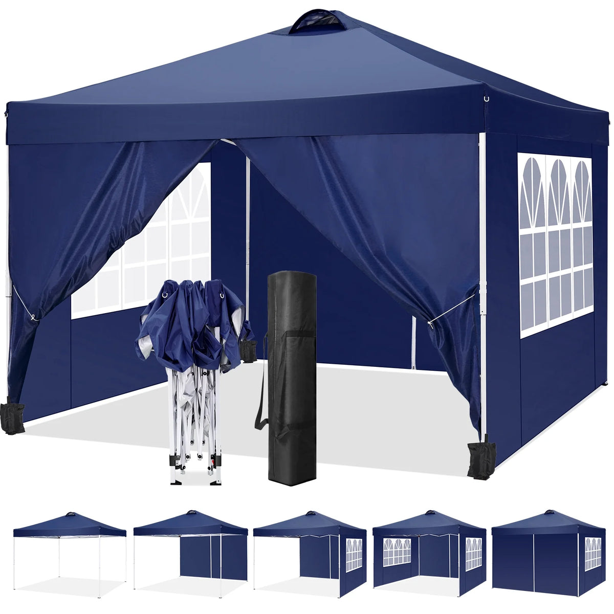 10'x10' Popup Canopy Tent with 4 Removable Sidewalls and Carry Bag B15265