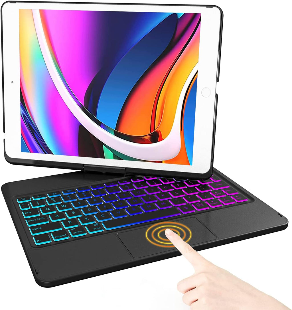 iPad 9th Generation Case with Keyboard and Pencil Holder, Backlit, Touchpad (Purple) F88967