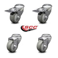 Polyurethane Swivel Bolt Hole Caster Set of 4 with Gray Wheels N6928