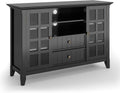 Black Solid Wood TV Media Stand with Storage Shelves and Cabinets V86462