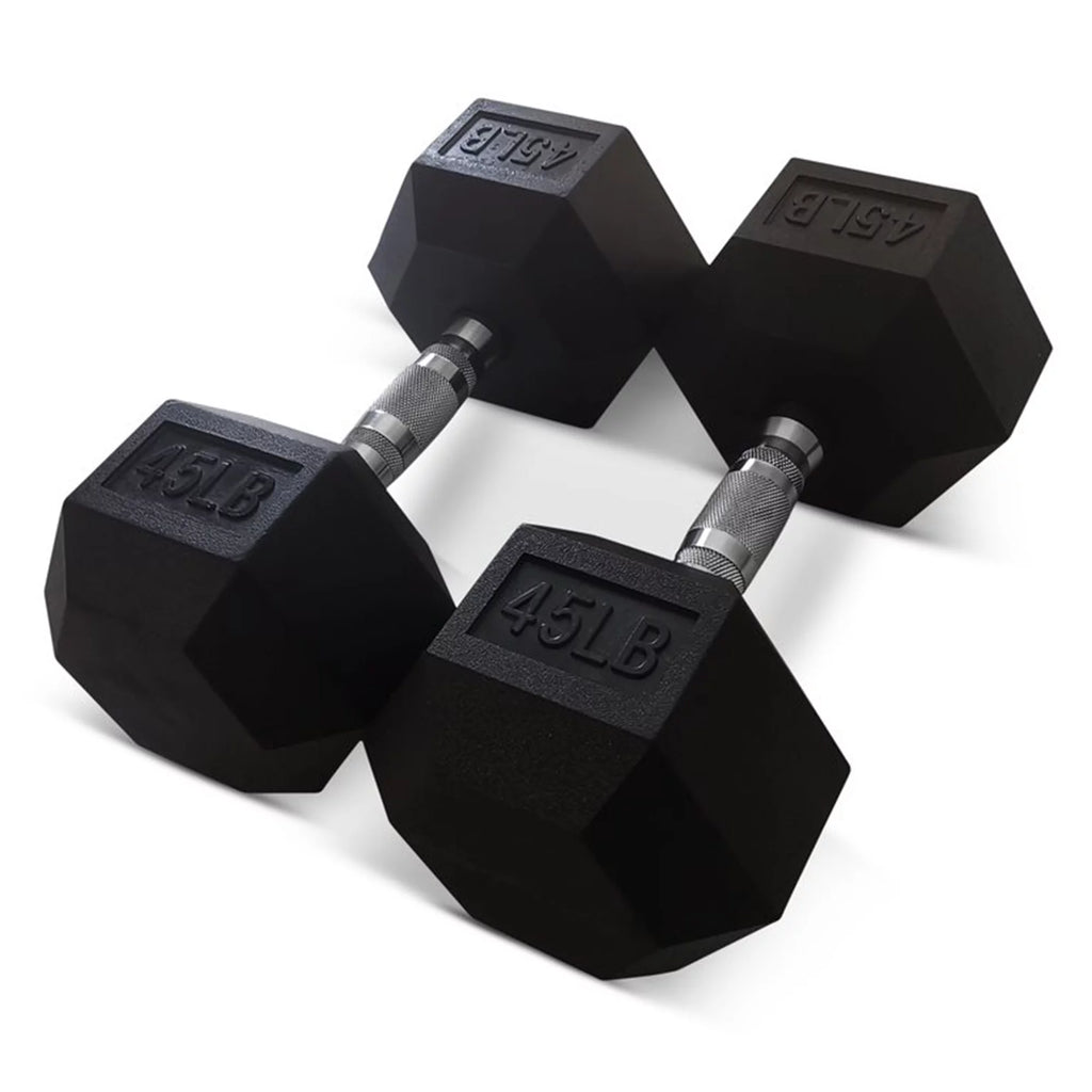 45 Pounds Hexagonal Cast Iron Dumbbell Pair U8113