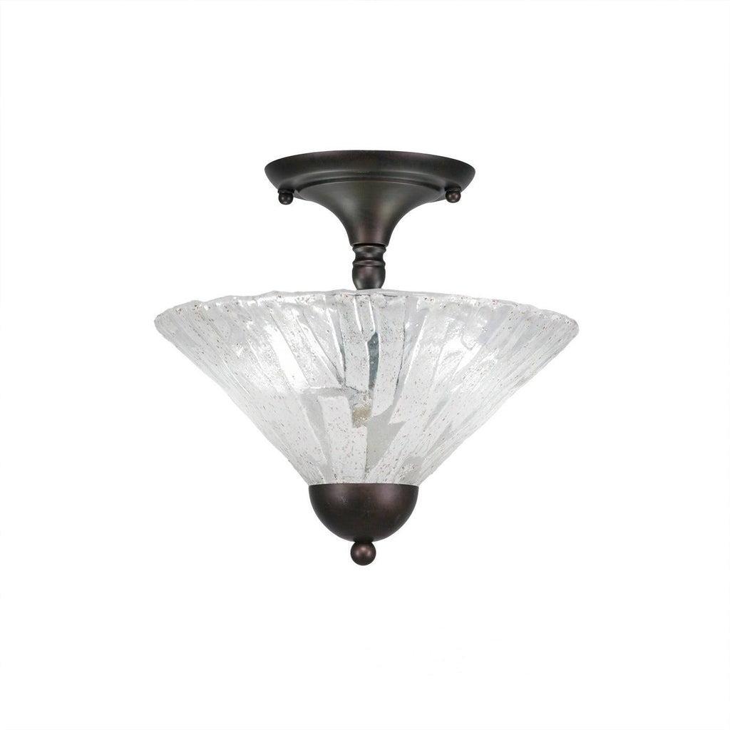 Two Light Semi-Flush Mount Bronze Finish with Saturn Glass G62745