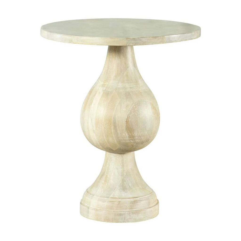 24 Inch Round Pedestal Accent Table Oak White Wood W50309
