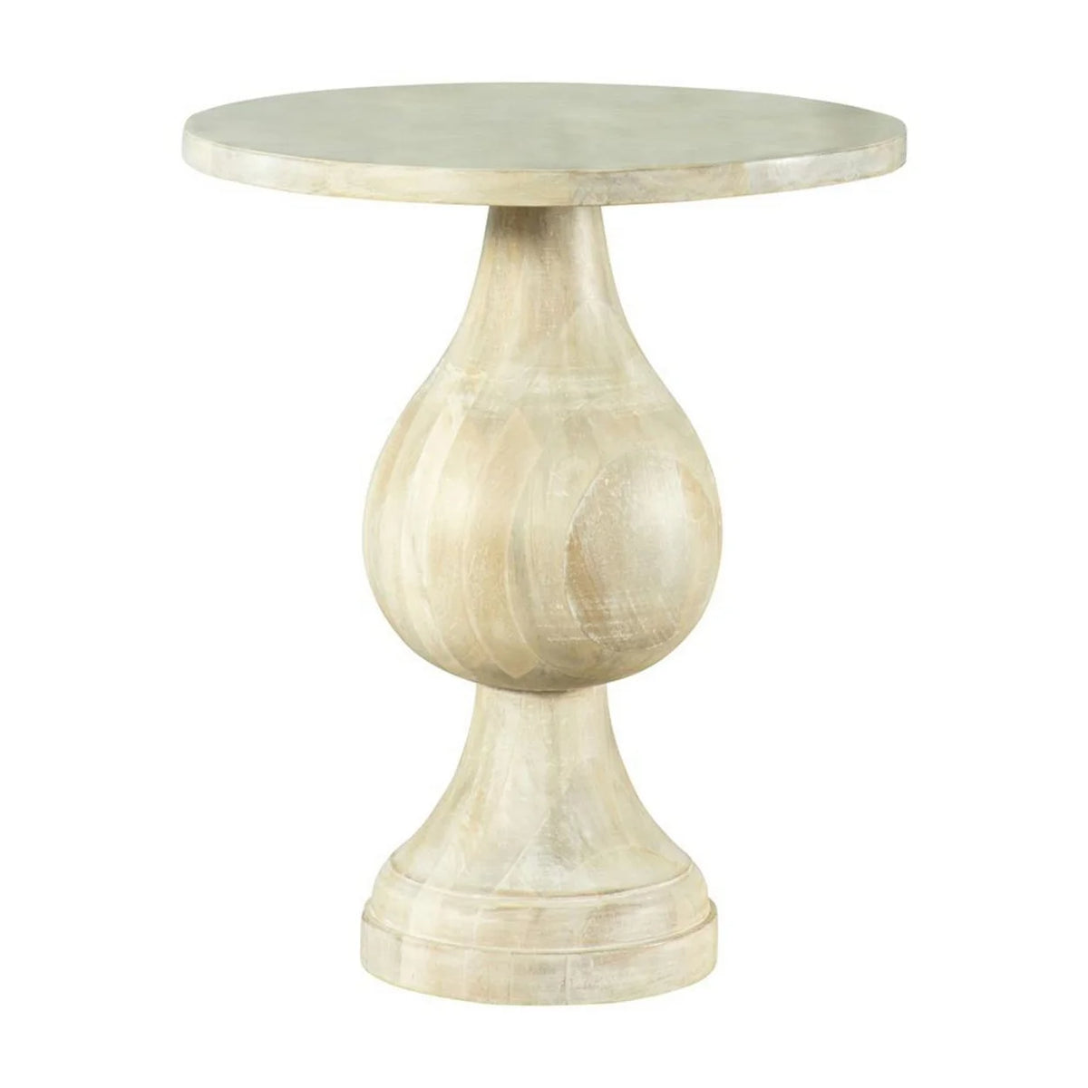24 Inch Round Pedestal Accent Table Oak White Wood W50309