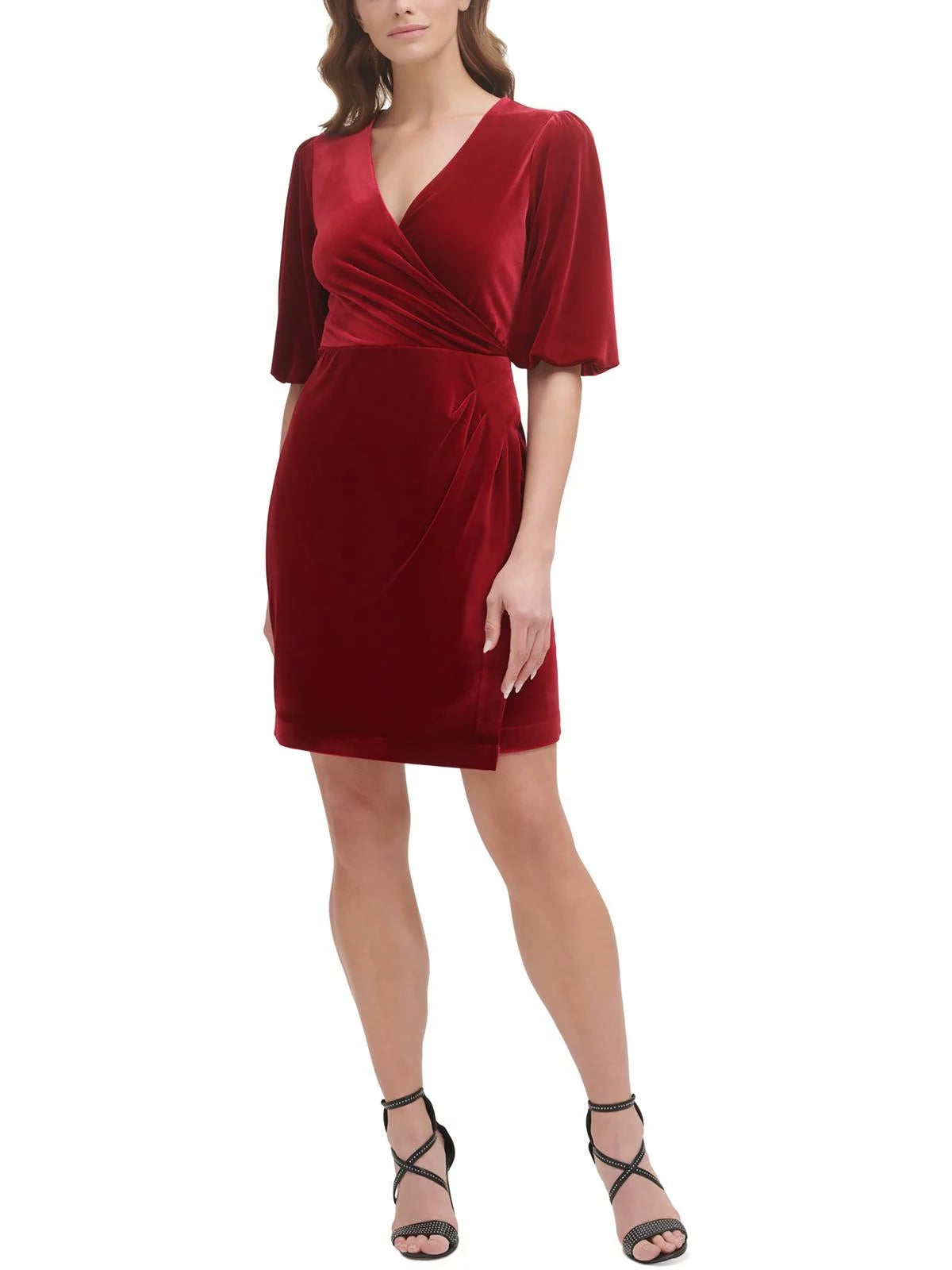 Ruched Faux Wrap Dress I4201