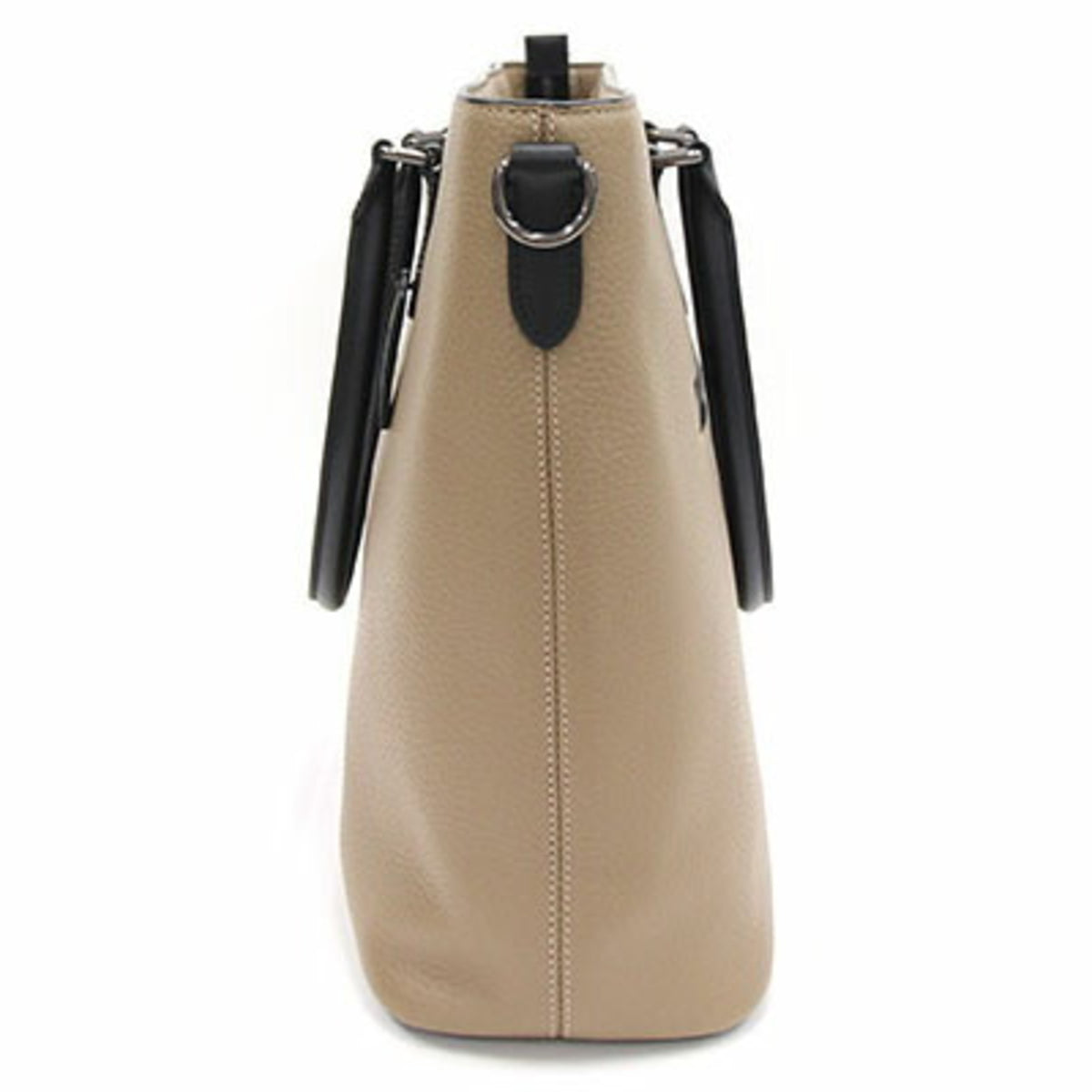 Khaki Black Leather Tote Bag U81300