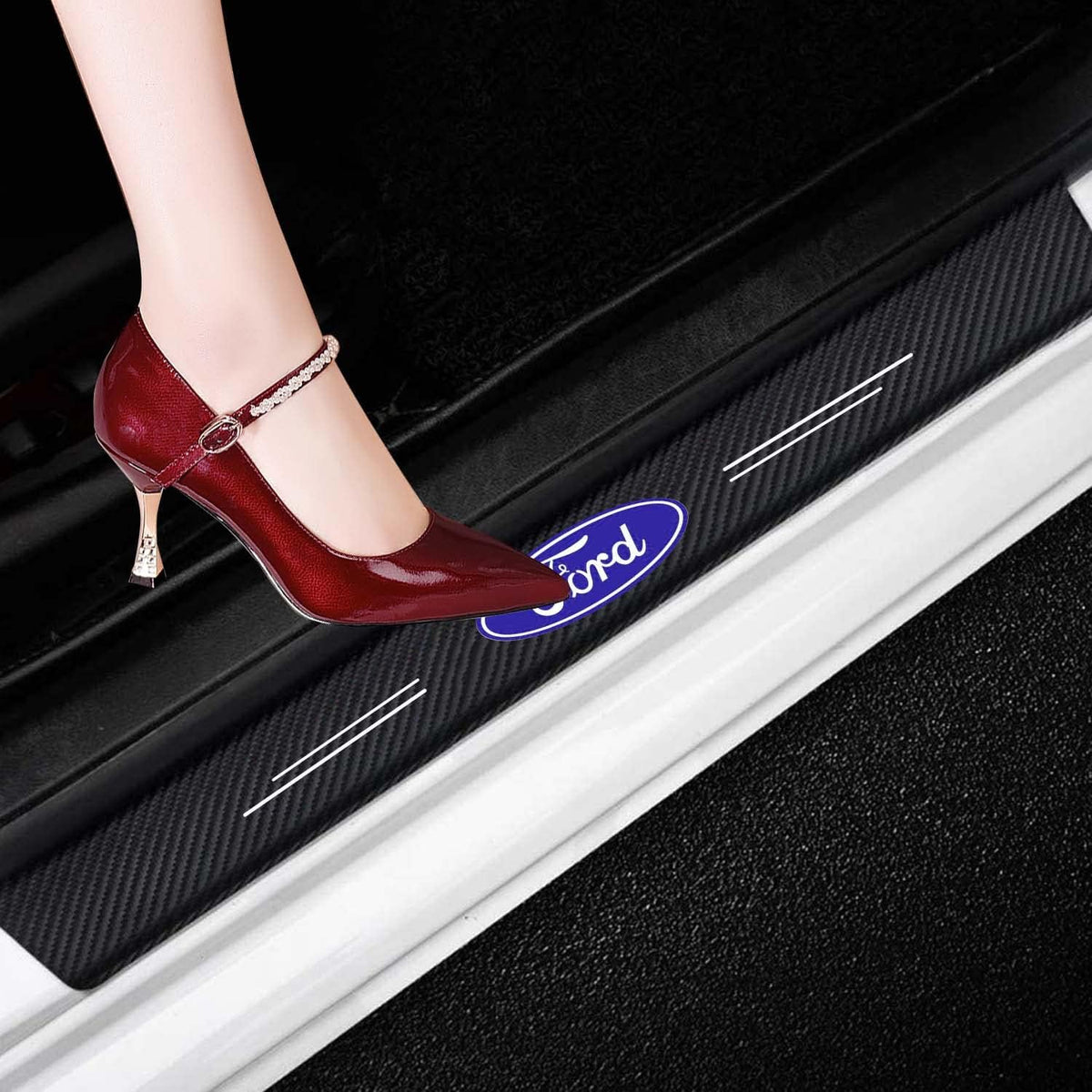Carbon Fibre Vinyl Car Threshold Pedal Sticker (4PCS) N442704