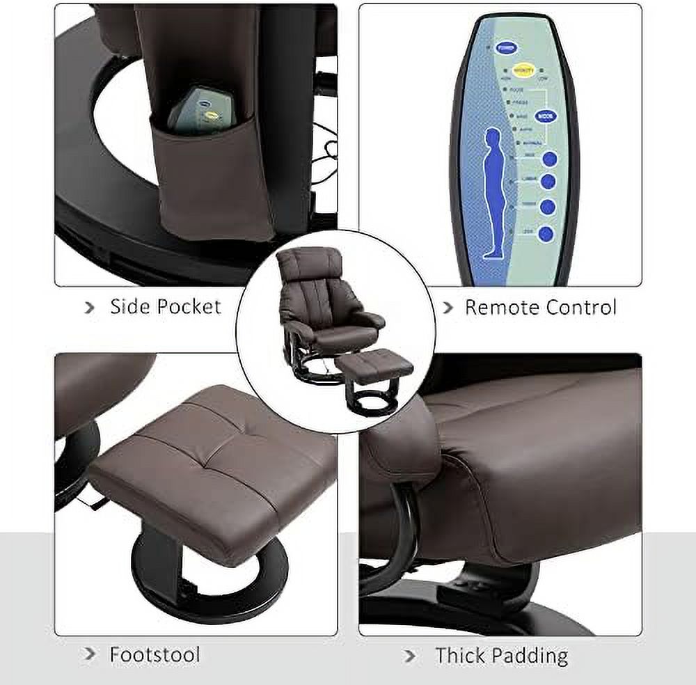 Black Faux Leather Recliner Chair with Ottoman Footrest L718