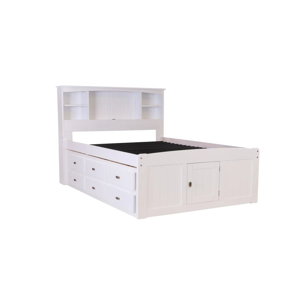 Solid Pine Bookcase Bed in Casual White Q384635