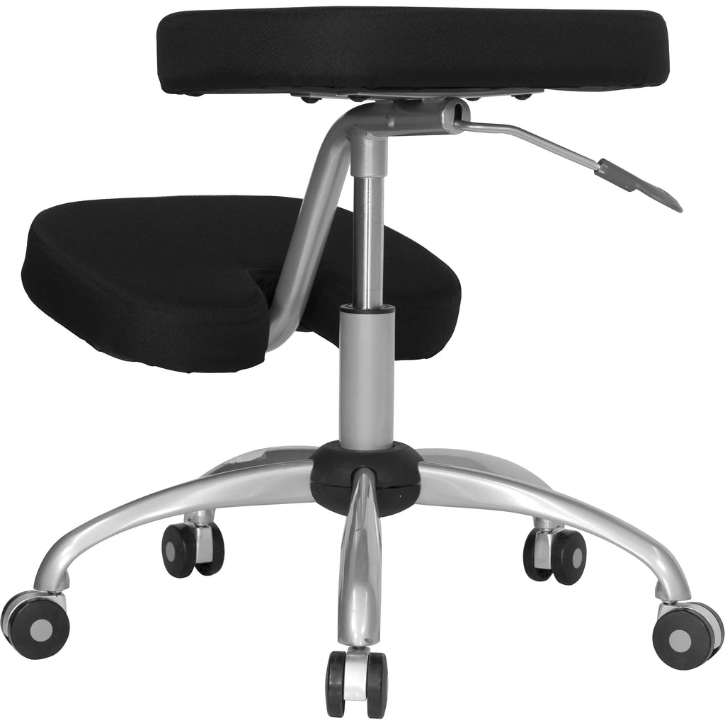 Ergonomic Kneeling Office Chair with Silver Frame in Black Fabric F26769